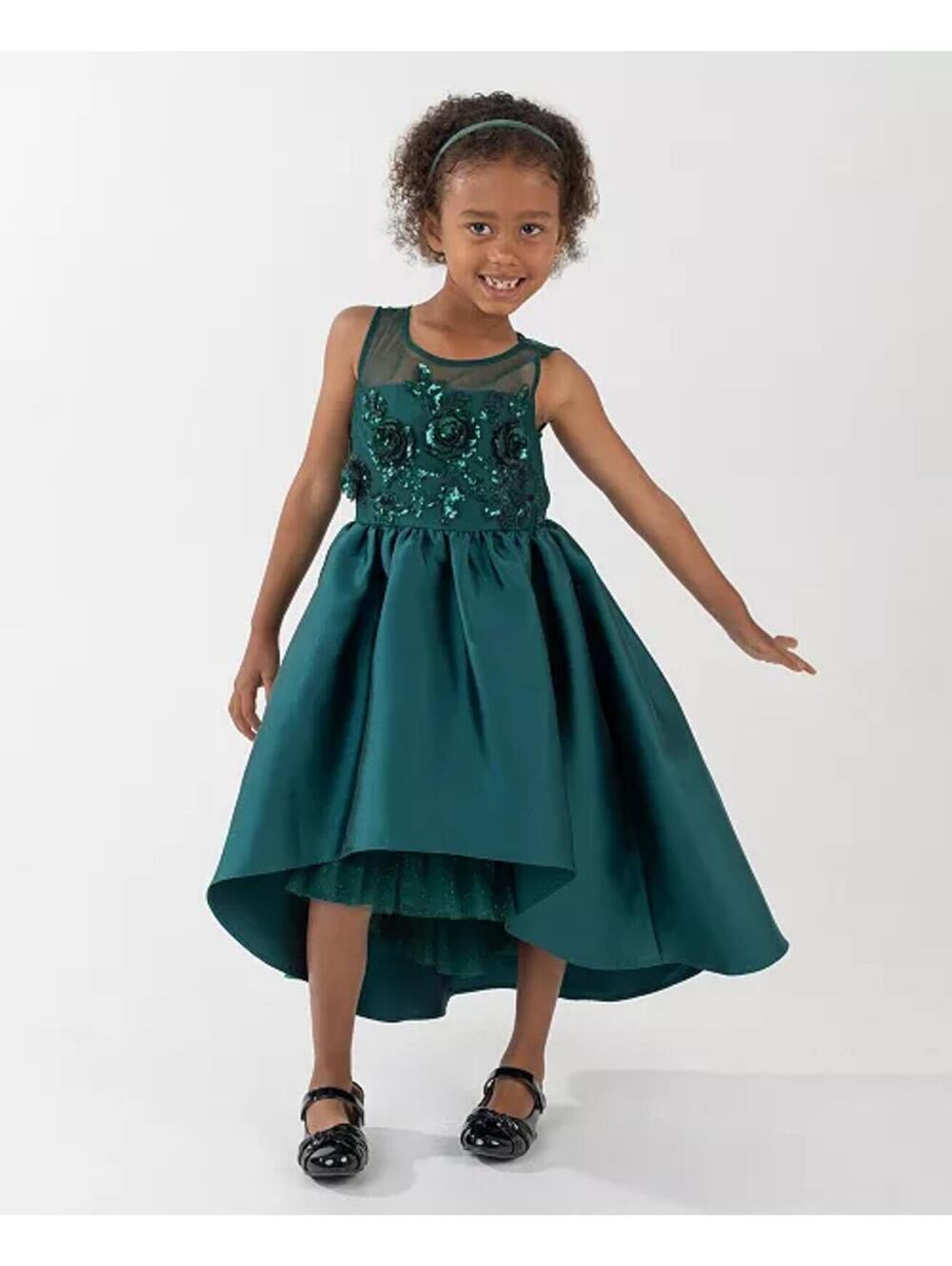 Rare Editions 2T sequin Appliqué Illusion Dress